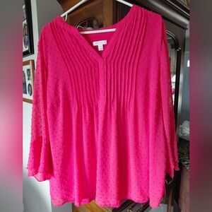 Charter Club Hot Pink Textured Blouse